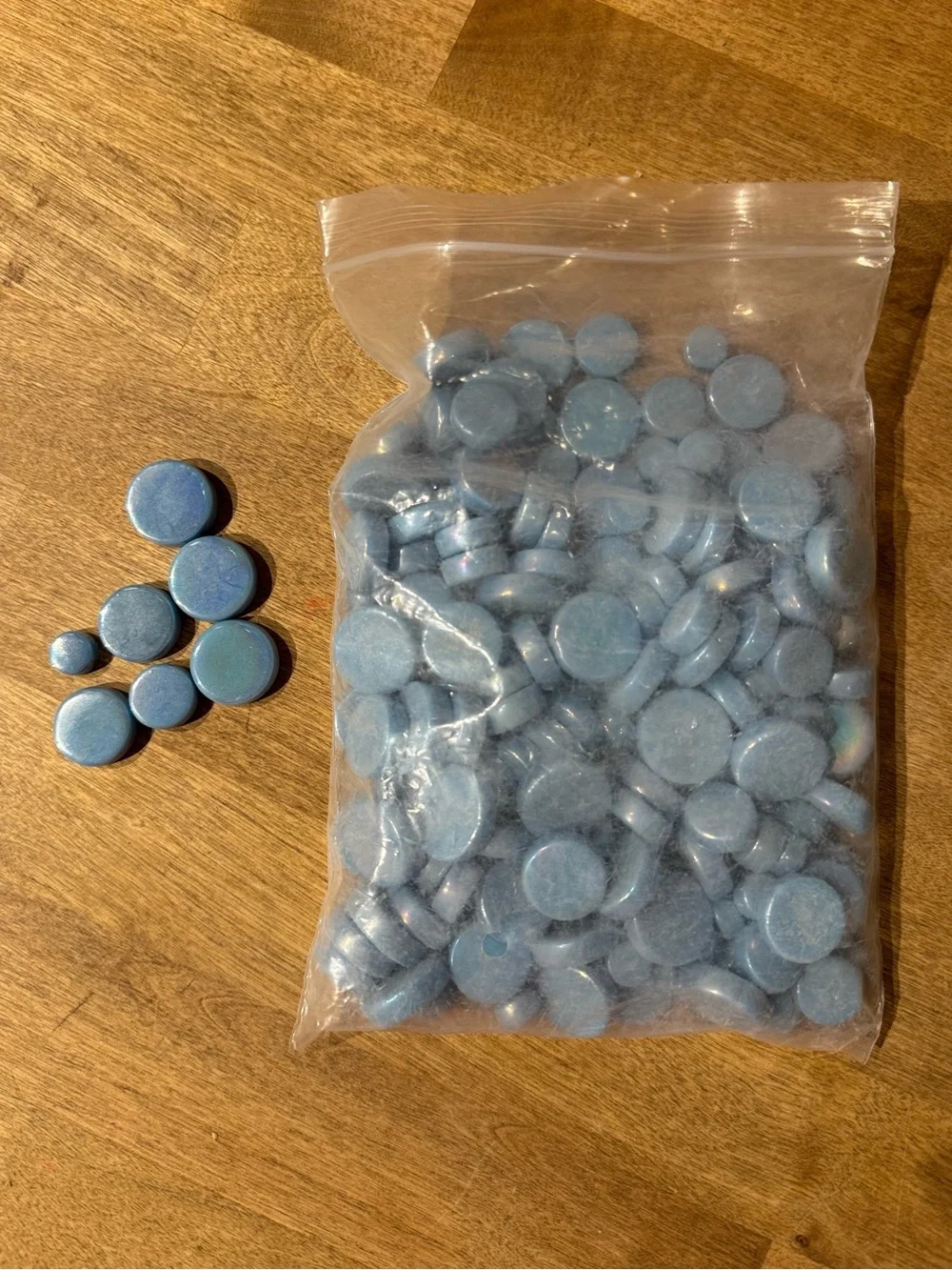 Sky Blue Pearlescent Round Mosaic Tiles
